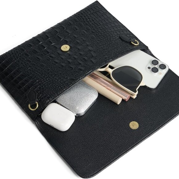 Evening Clutch Purses for Women Elegant Wristlet Wallets Crocodile Pattern PU Le - Picture 4 of 7